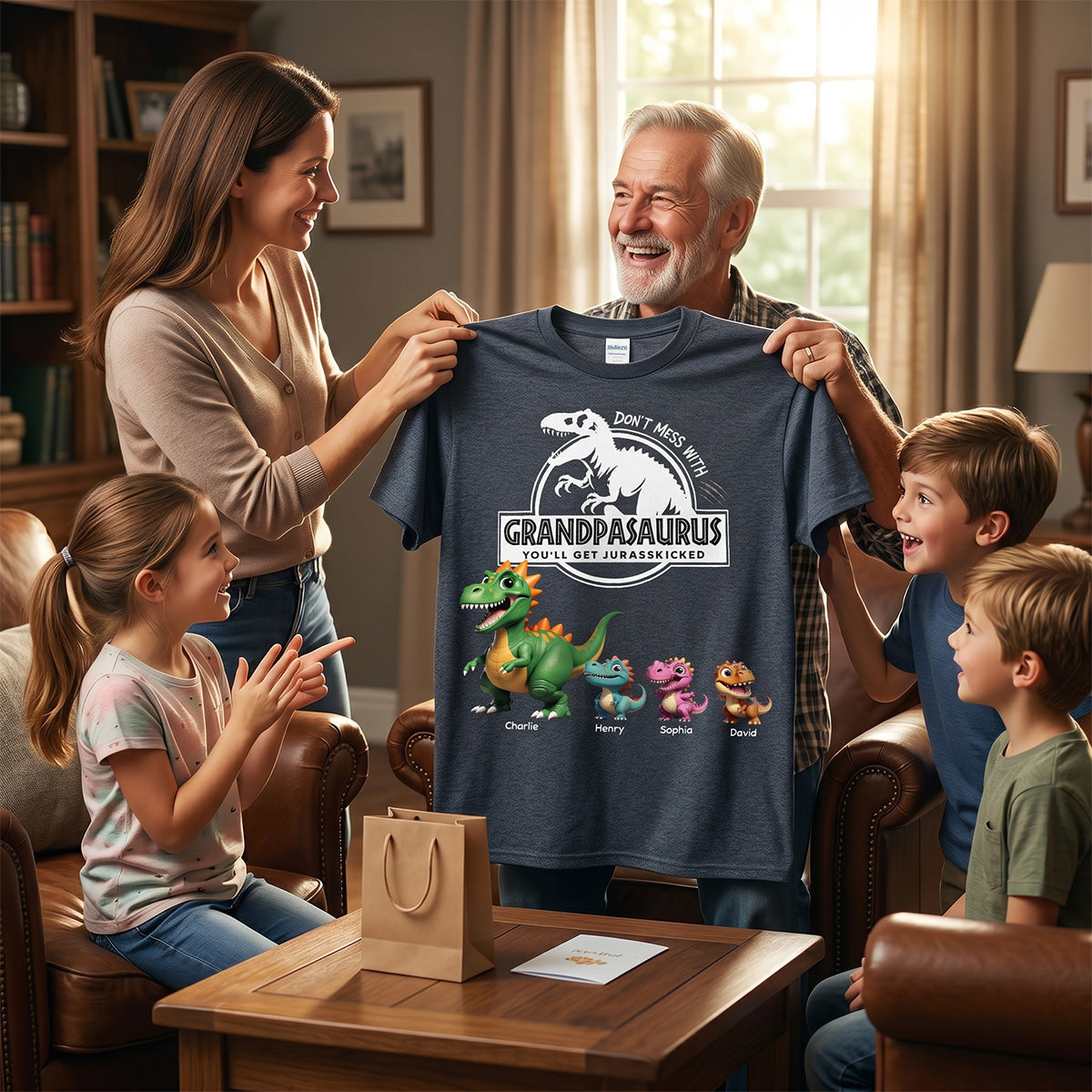 Don't Mess With Grandpasaurus Dinosaurs - Personalized Shirt - Father's Day Gift For Grandpa, Dad, Husband