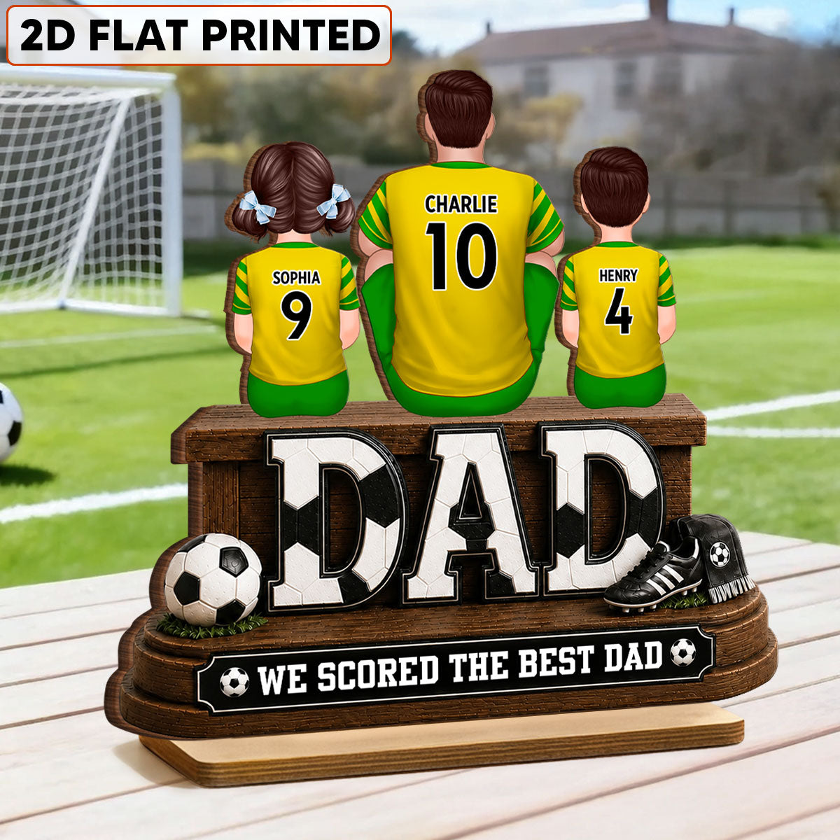 Trending Soccer Dad We Scored The Best Dad - Personalized 2-Layered Wooden Plaque - Gift For Dad, Husband, Soccer Lovers