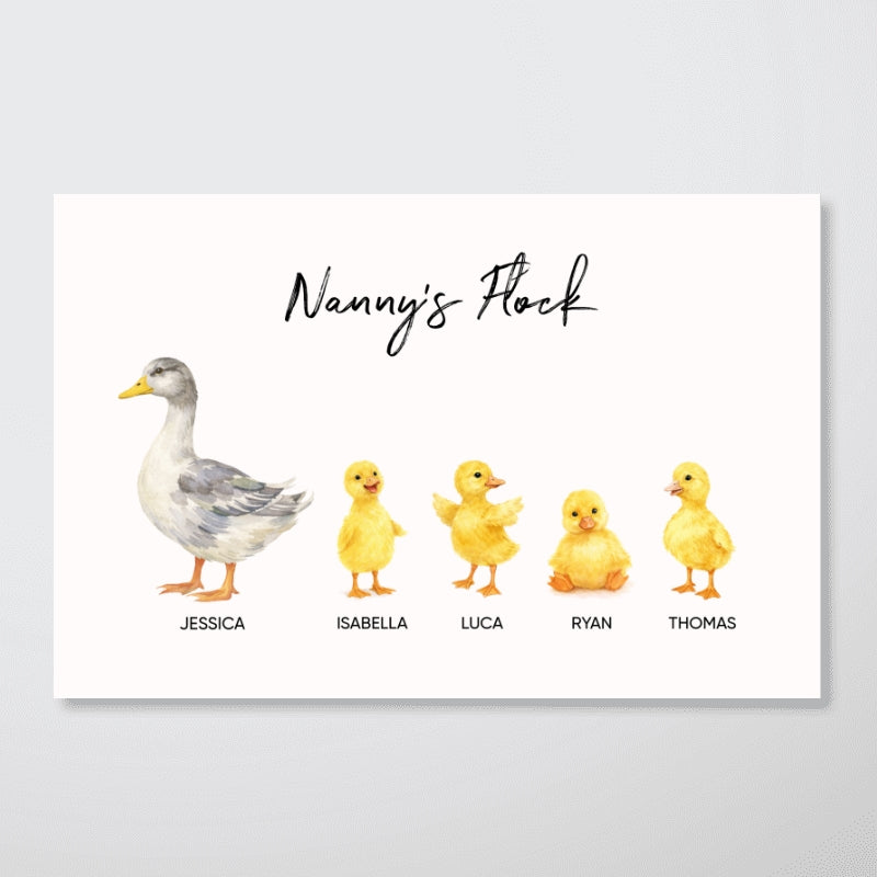 Nanny Flocks Duck Print - Personalised Poster - Mother's Day Gift for Grandma