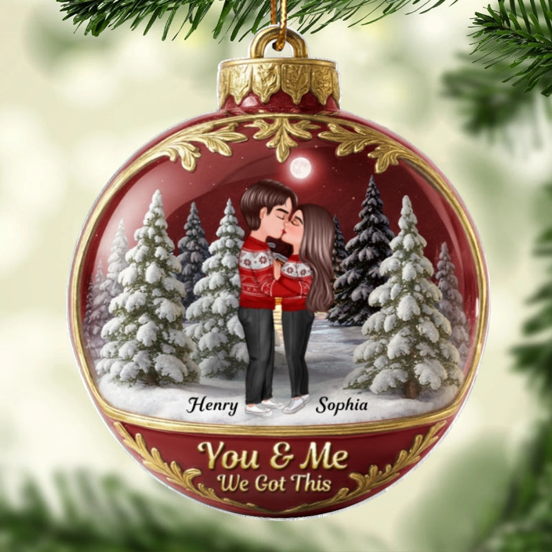 3D Effect Snow Globe Kissing Couple - Personalized Acrylic Ornament - Christmas Gift for him, Gift for her