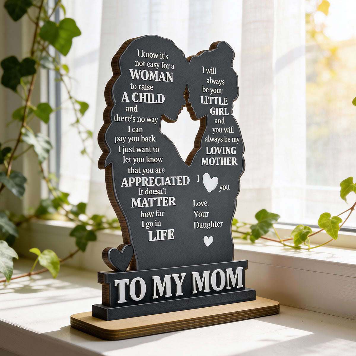 To My Mom - Personalized 2-Layered Wooden Plaque - Heartfelt Gift For Mom, Grandma