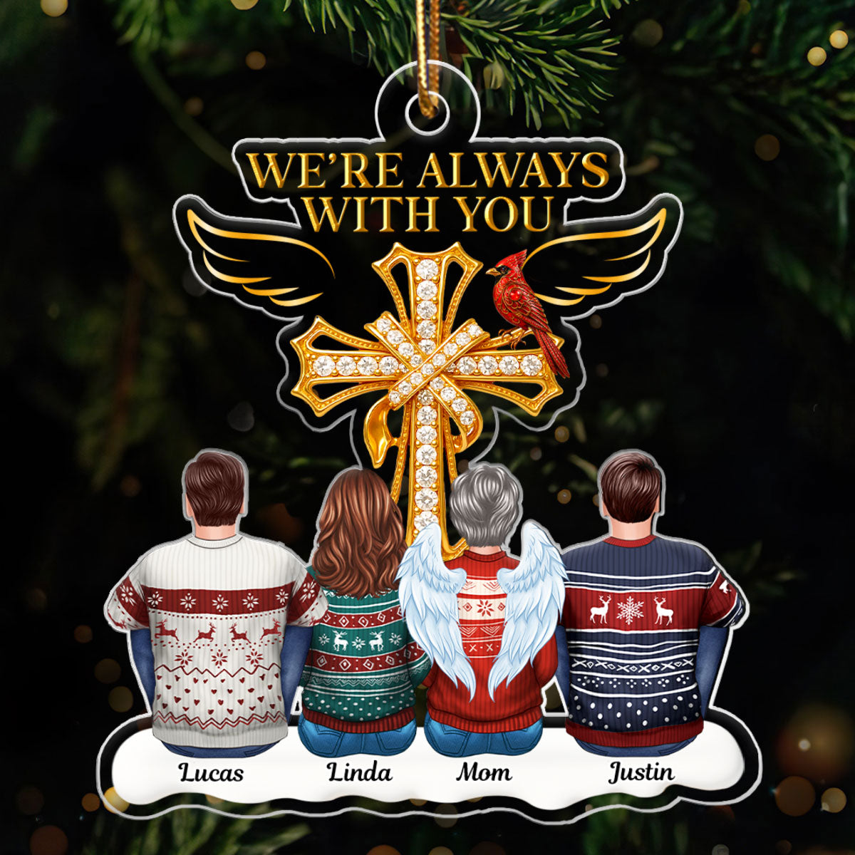 Always With You Family 3D Crystal Effect - Personalized Acrylic Ornament