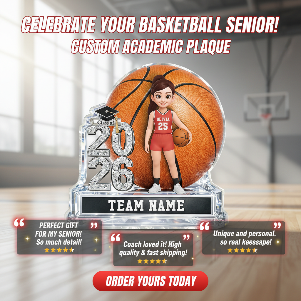 Basketball Senior Keepsake 2D Flat - Personalized Acrylic Block Plaque - Graduation Gift For Son, Daughter, Graduates Class of 2026
