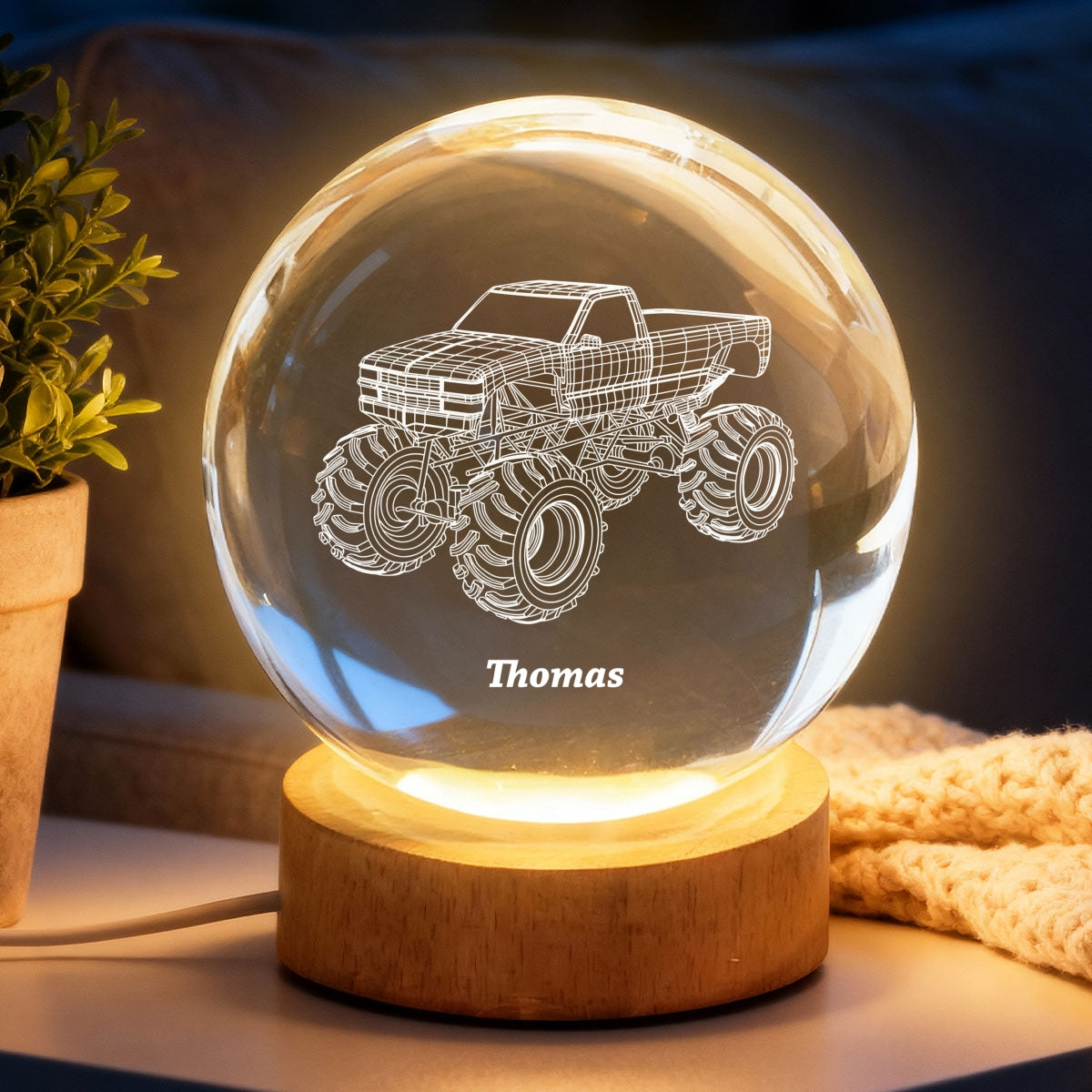 Boy Man Hobby Illusion Art - Personalized Crystal Ball LED Night Light - Gift For Him, Gift For Son, Boyfriend, Husband