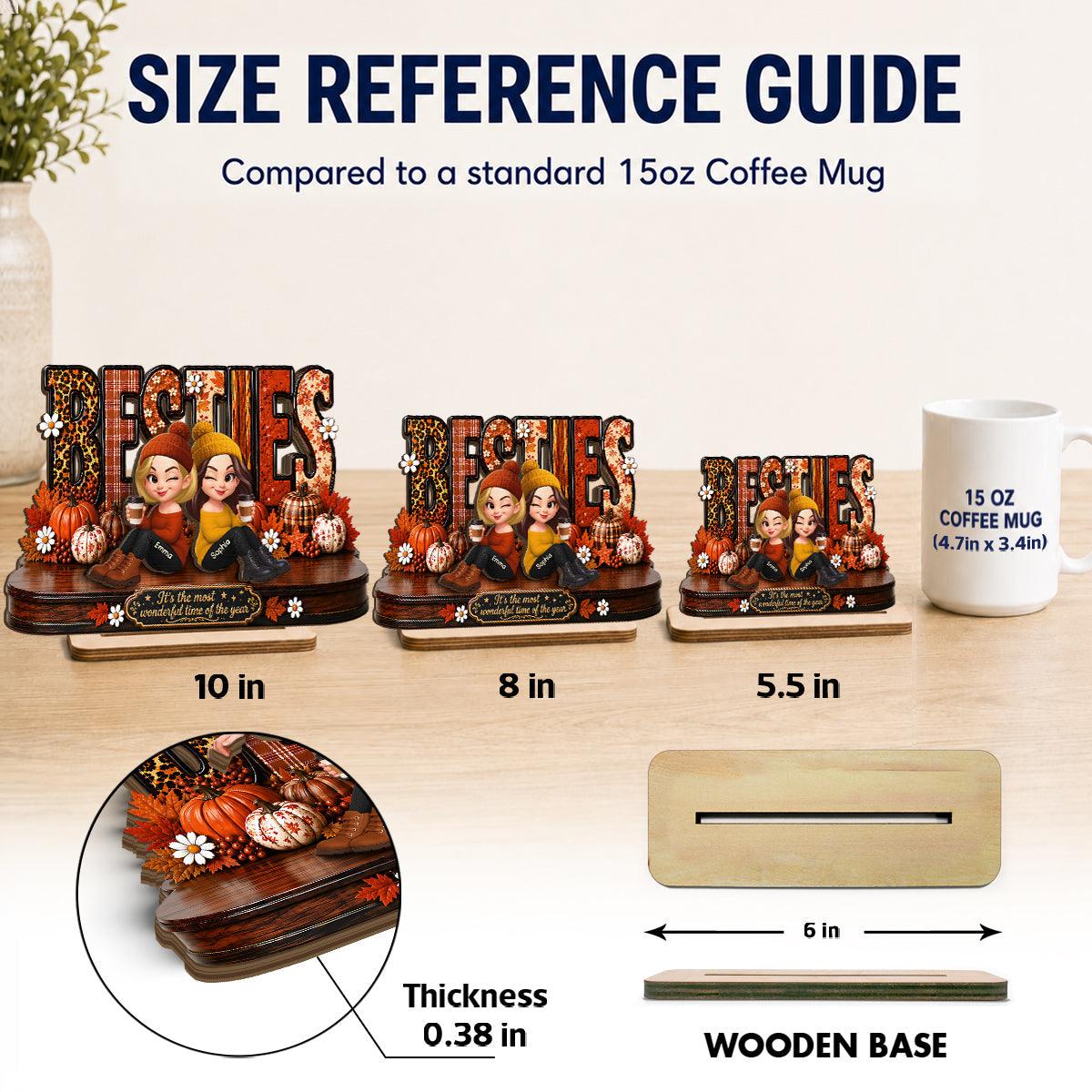 It's The Most Wonderful Time Of The Year Besties - Personalized 2-Layered Wooden Plaque - Fall Season Gift For Besties