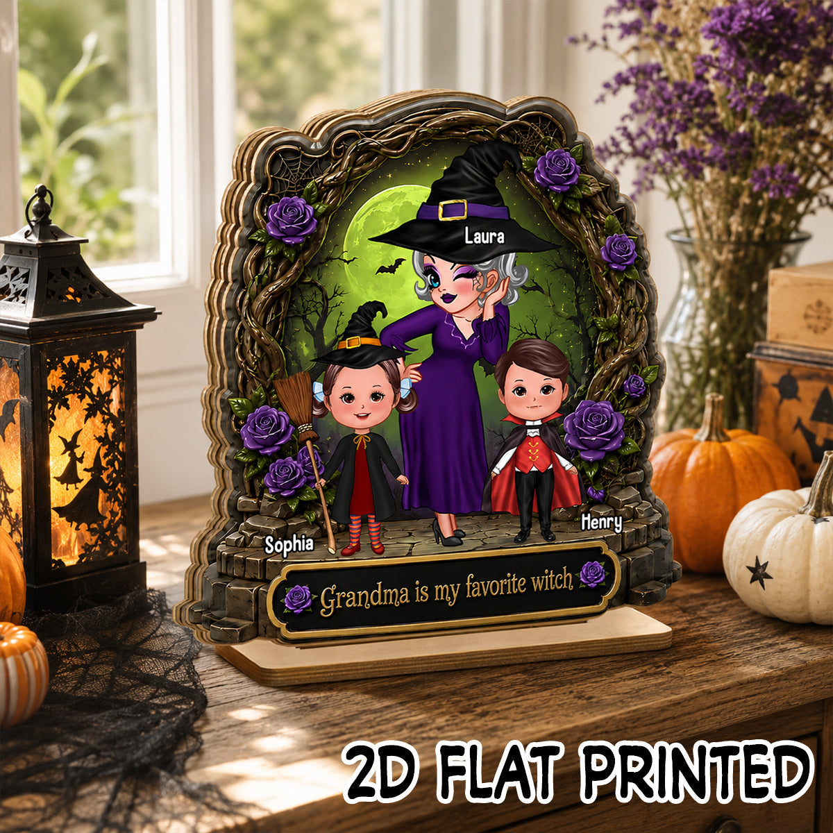 Like A Normal Grandma But More Magical - Personalized 2-Layered Wooden Plaque - Halloween Decor Gift, Gift For Grandma