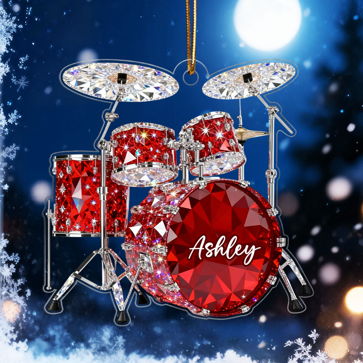 Drum Music Crystal Effect - Personalized Acrylic Ornament - Unique Christmas Gift For Drummer