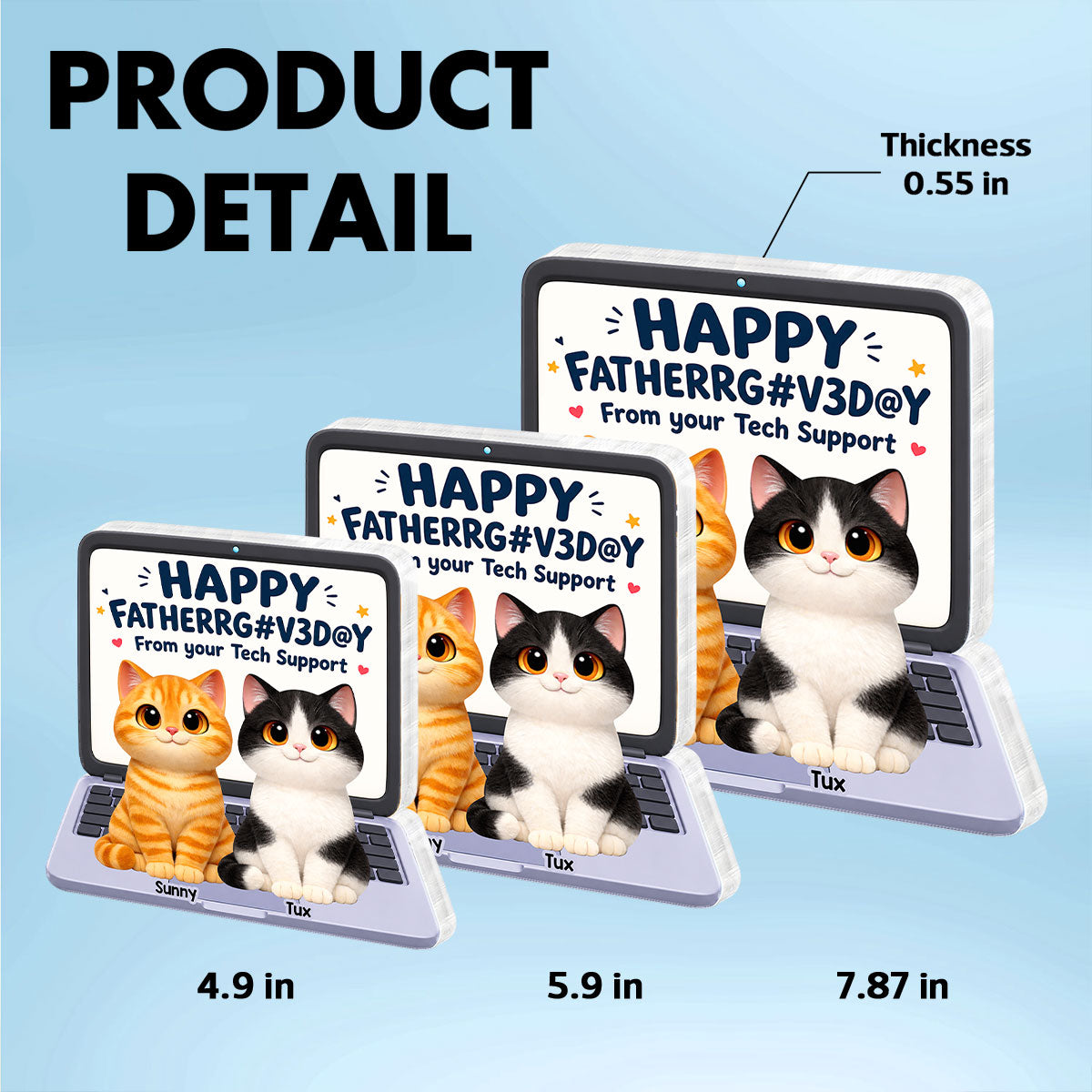 Cute Fluffy Cats Happy  From Tech Support 2D Flat - Personalized Acrylic Block Plaque - Funny  Gift For Cat Dad, Cat Lovers