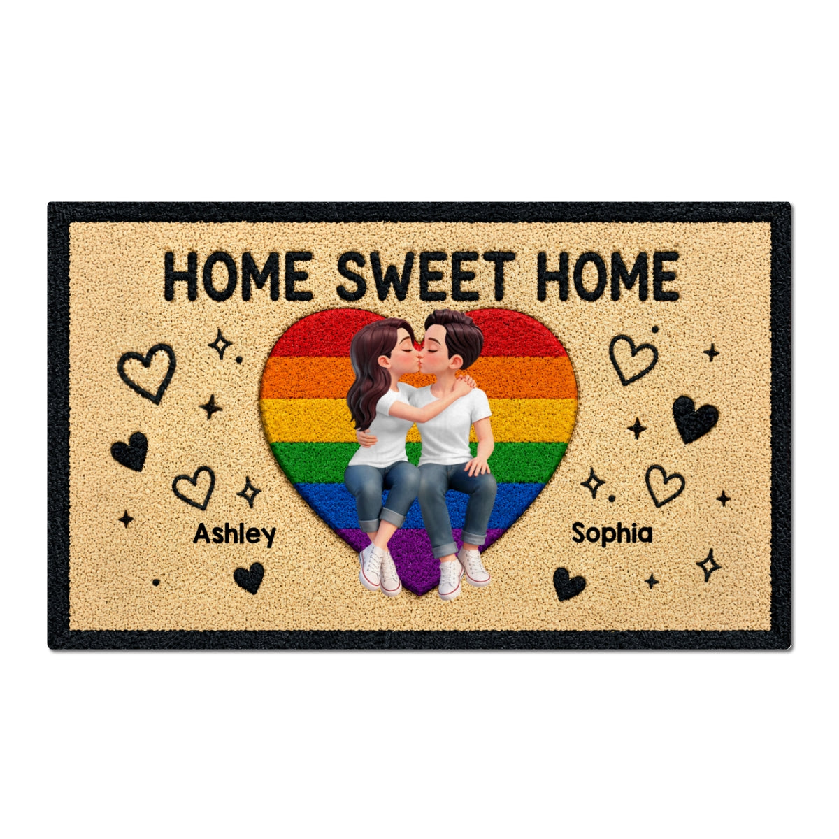 LGBT+ Couple Home Sweet Home - Personalized Doormat - Gift For Couple, Happy Pride Month