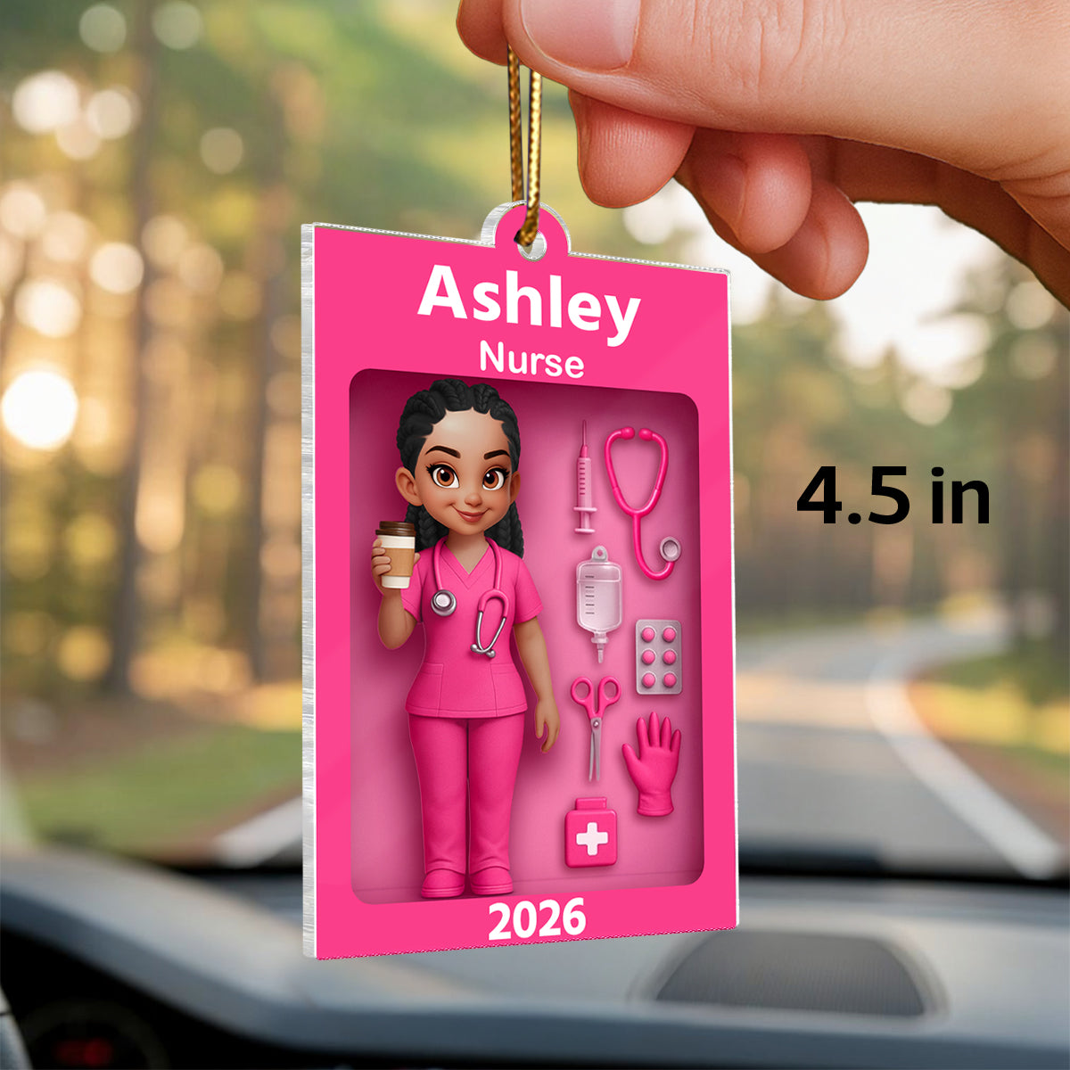 Nurse In Toy Box - Personalized Car Hanger - Special Gift For Nurse, For Co-workers