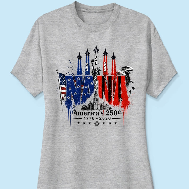Patriotic Grandma USA 250th Anniversary - Personalized Shirt - Gift For Mom, Grandma, Wife