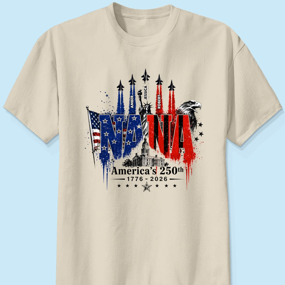 Patriotic Grandma USA 250th Anniversary - Personalized Shirt - Gift For Mom, Grandma, Wife