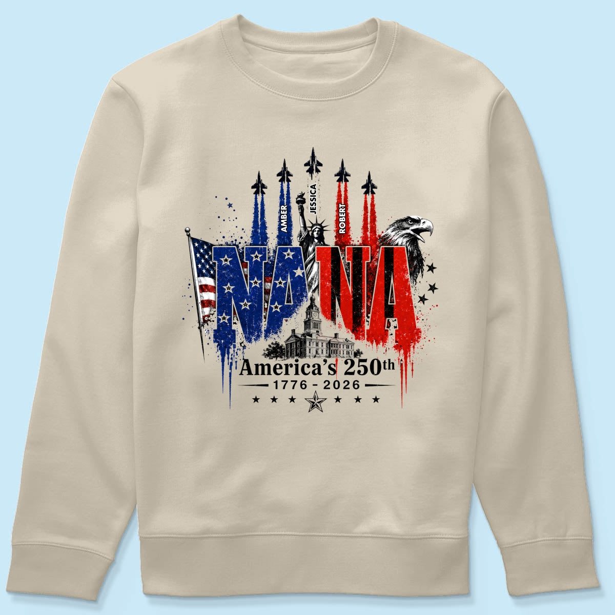 Patriotic Grandma USA 250th Anniversary - Personalized Shirt - Gift For Mom, Grandma, Wife
