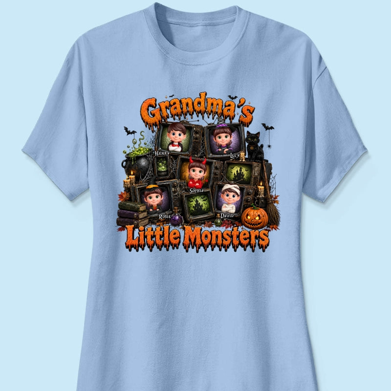 Grandma's Little Monsters Horror Night - Personalized Shirt - Halloween Gift, Gift For Grandma
