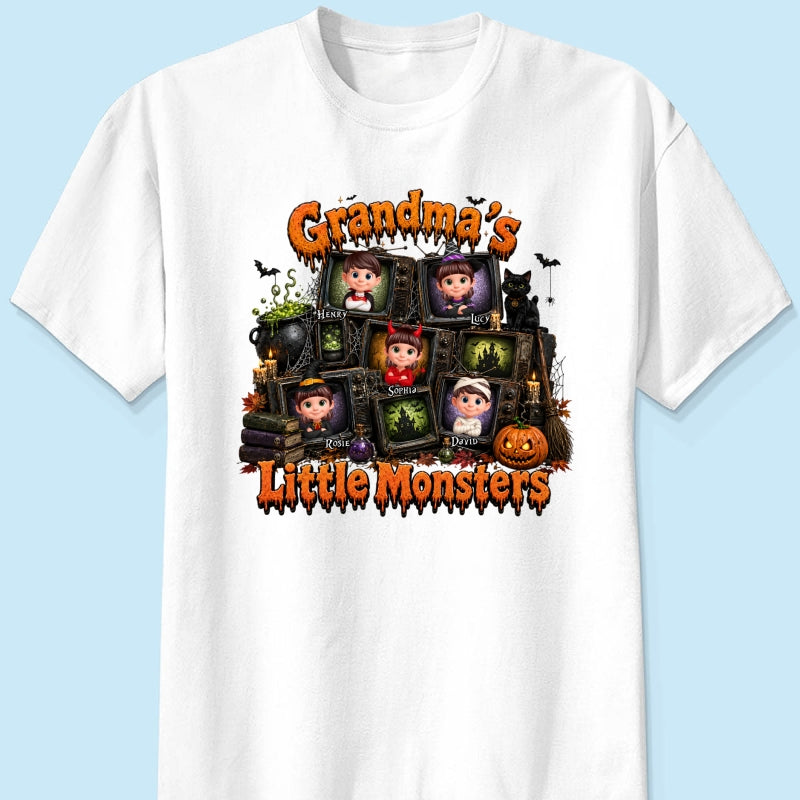 Grandma's Little Monsters Horror Night - Personalized Shirt - Halloween Gift, Gift For Grandma