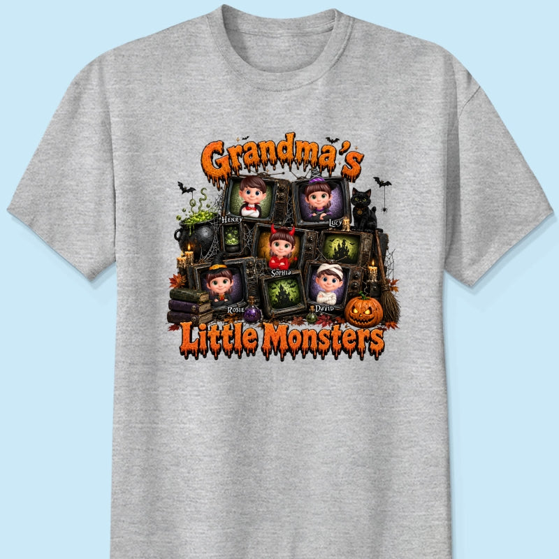 Grandma's Little Monsters Horror Night - Personalized Shirt - Halloween Gift, Gift For Grandma