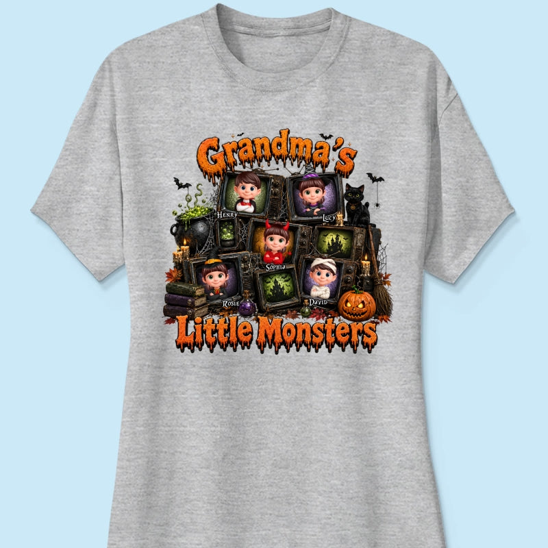 Grandma's Little Monsters Horror Night - Personalized Shirt - Halloween Gift, Gift For Grandma