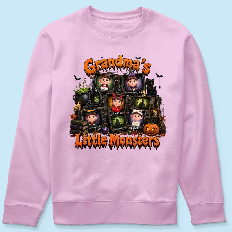 Grandma's Little Monsters Horror Night - Personalized Shirt - Halloween Gift, Gift For Grandma
