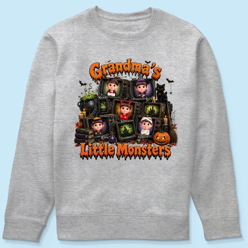 Grandma's Little Monsters Horror Night - Personalized Shirt - Halloween Gift, Gift For Grandma