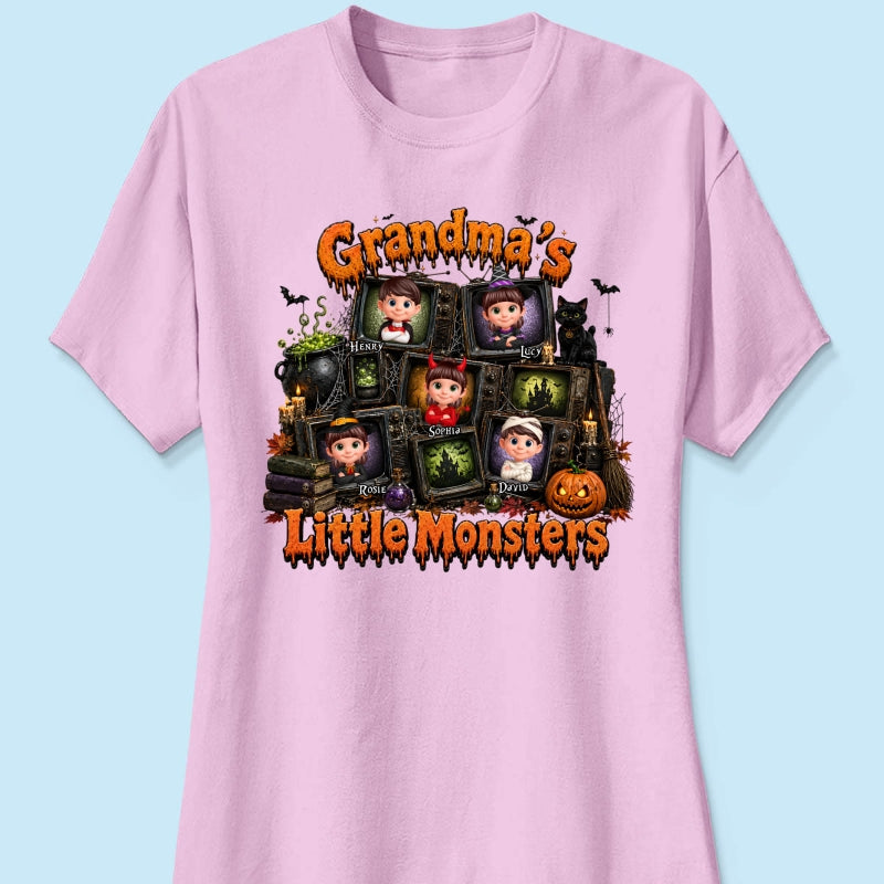 Grandma's Little Monsters Horror Night - Personalized Shirt - Halloween Gift, Gift For Grandma