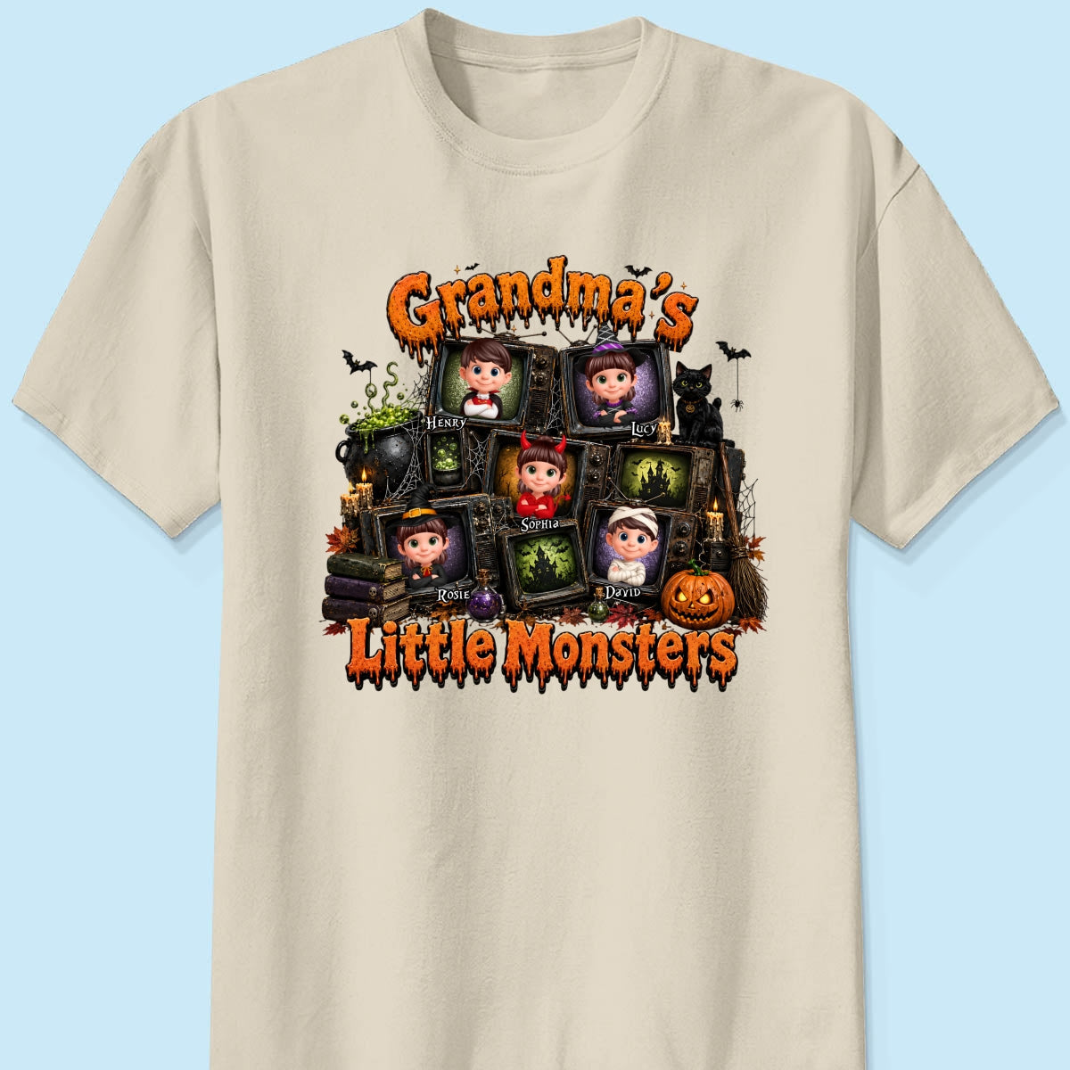 Grandma's Little Monsters Horror Night - Personalized Shirt - Halloween Gift, Gift For Grandma