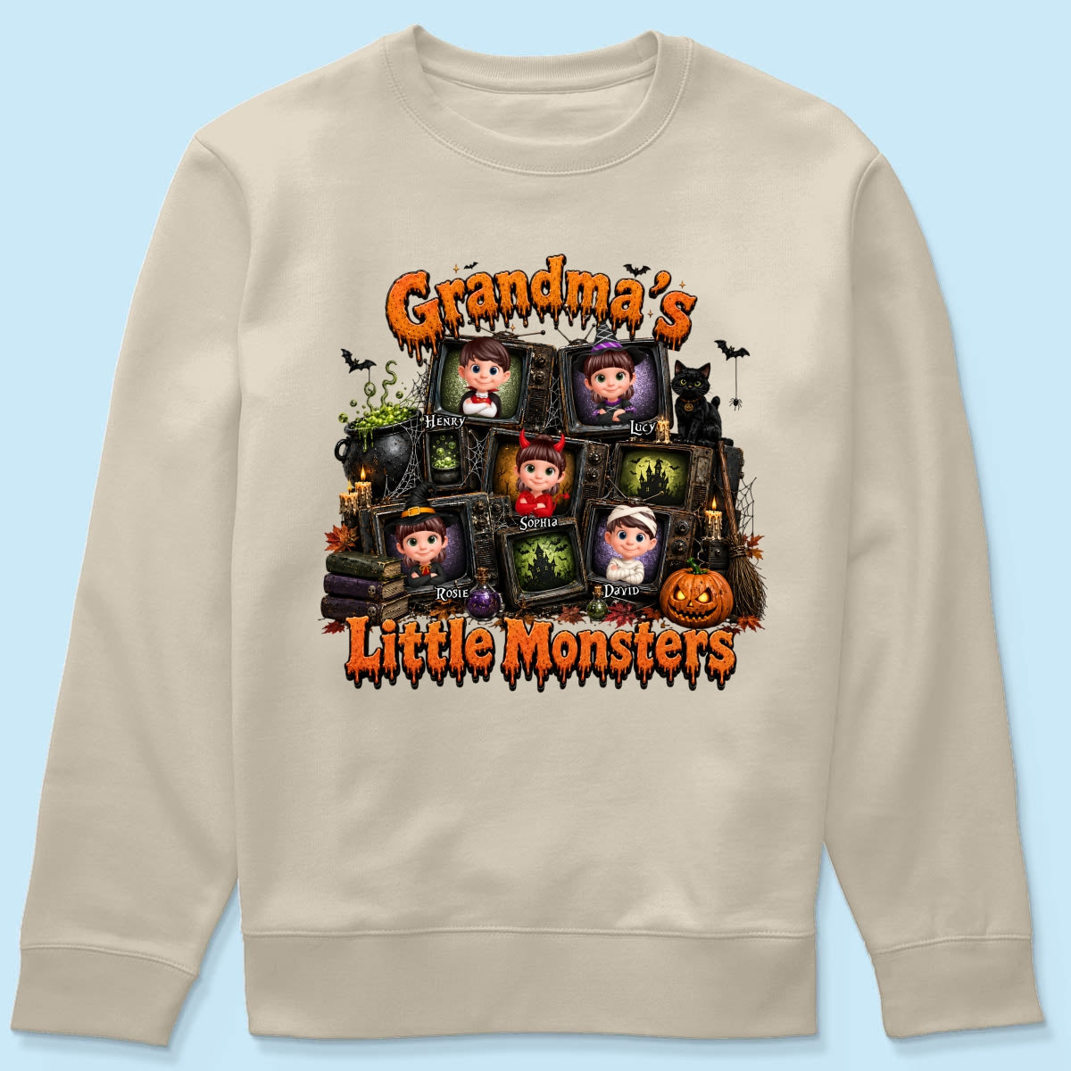 Grandma's Little Monsters Horror Night - Personalized Shirt - Halloween Gift, Gift For Grandma