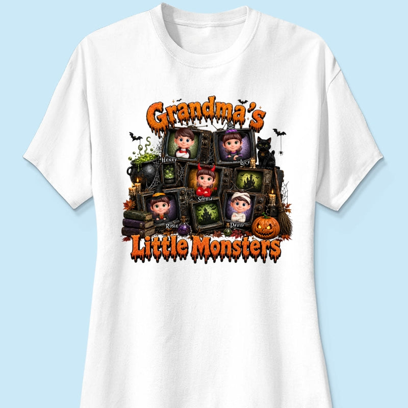 Grandma's Little Monsters Horror Night - Personalized Shirt - Halloween Gift, Gift For Grandma