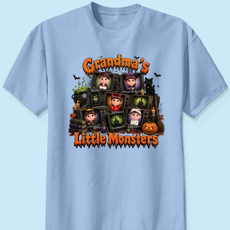 Grandma's Little Monsters Horror Night - Personalized Shirt - Halloween Gift, Gift For Grandma