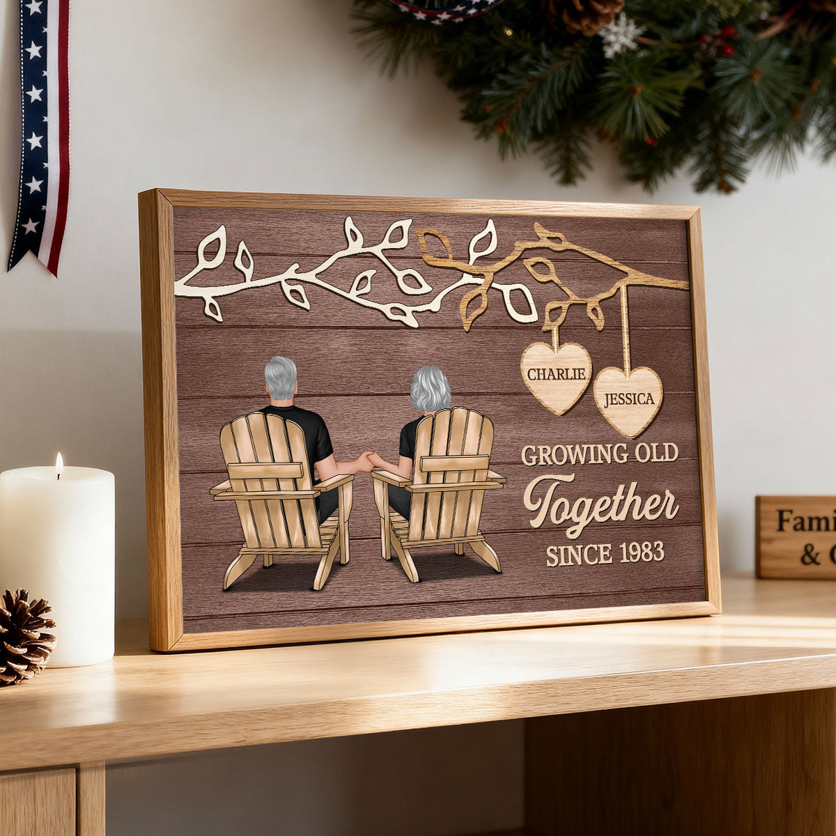 Rustic Vintage Tree Branch Couple Forever Together - Personalized Poster - Gift For Family