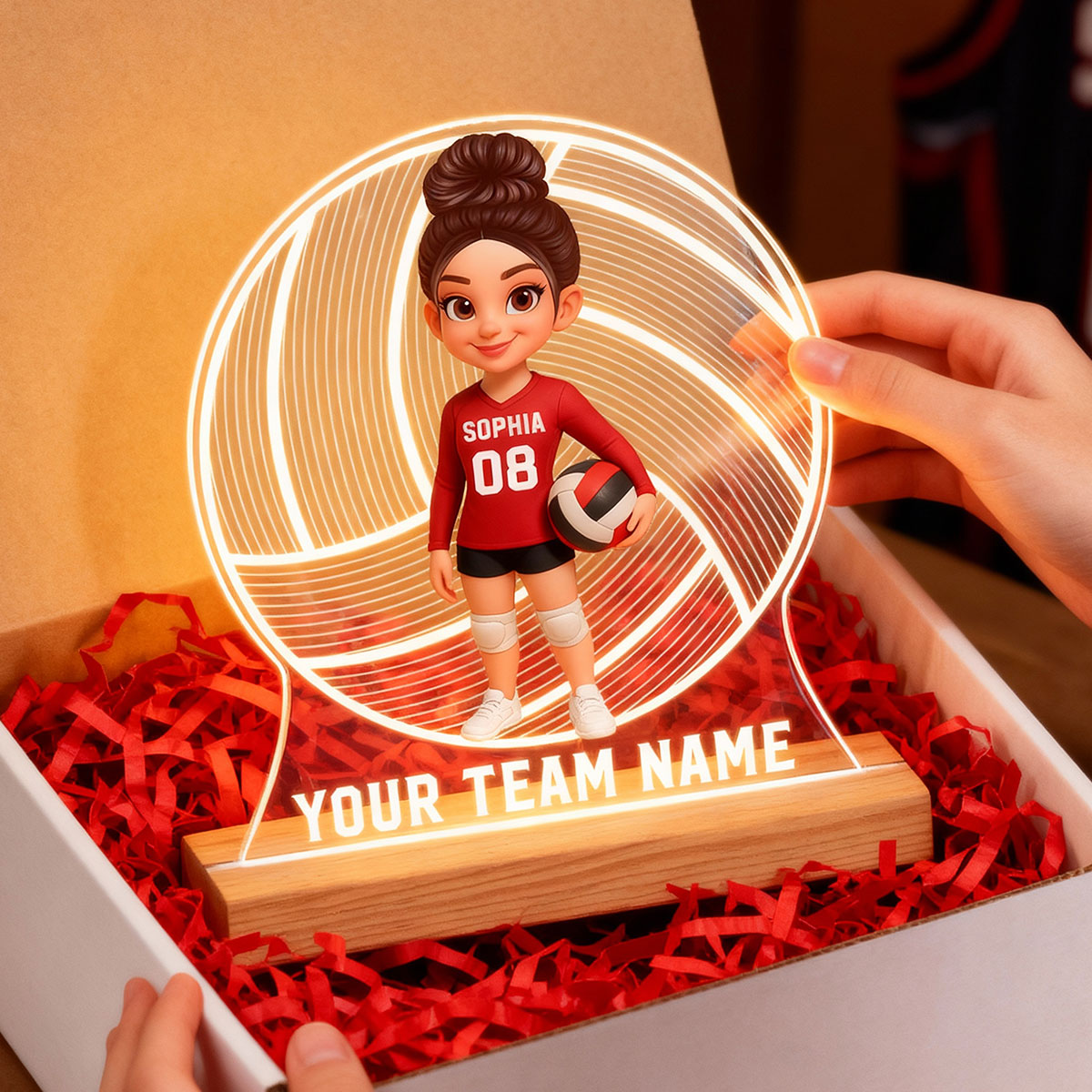 Volleyball 3D Illusion With Name - Personalize LED Night Light - Gift For Granddaughter, Daughter, Volleyball Lover