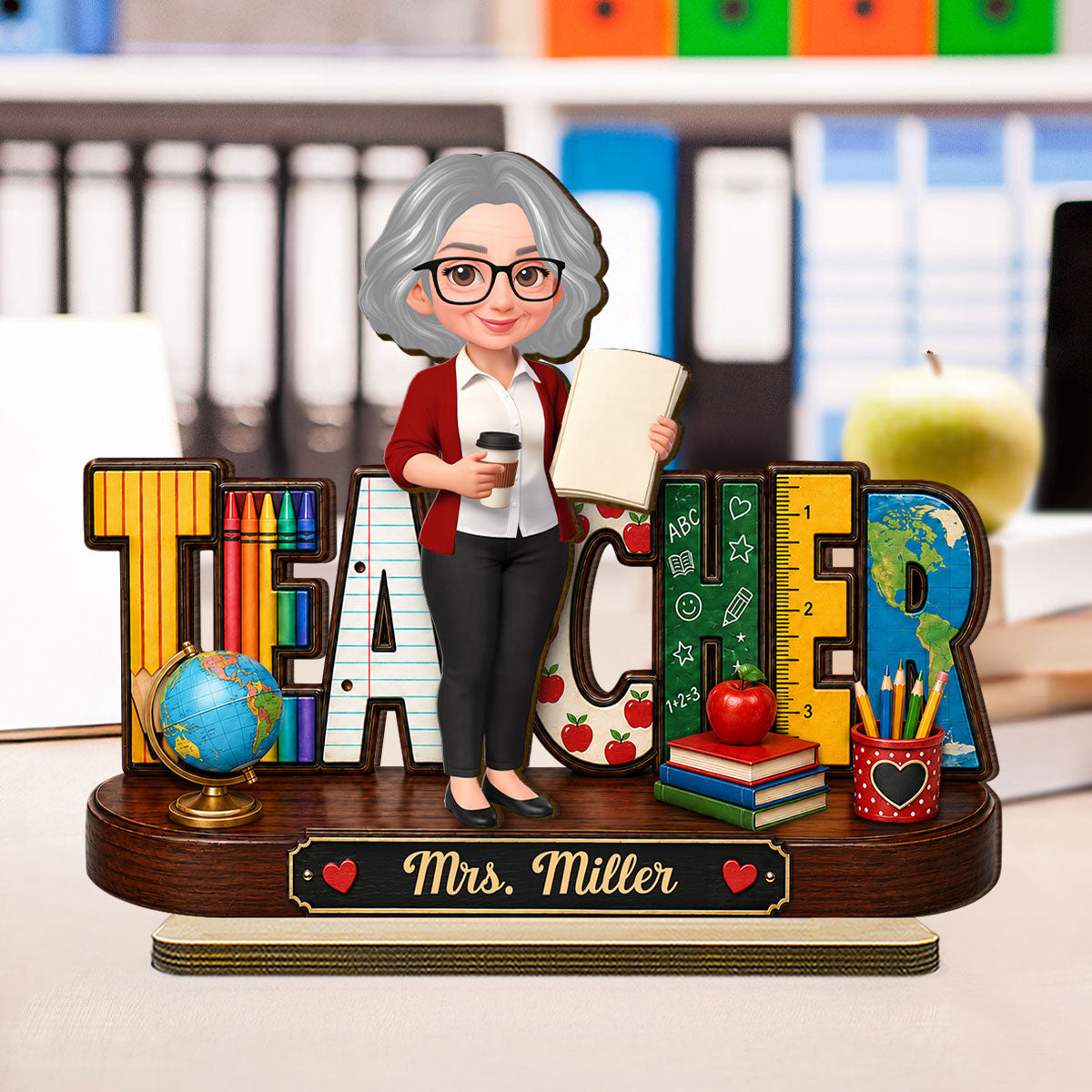 Cute Teacher Things - Personalized 2-Layered Wooden Plaque - Back To School Gift For Teacher, Classroom Decor