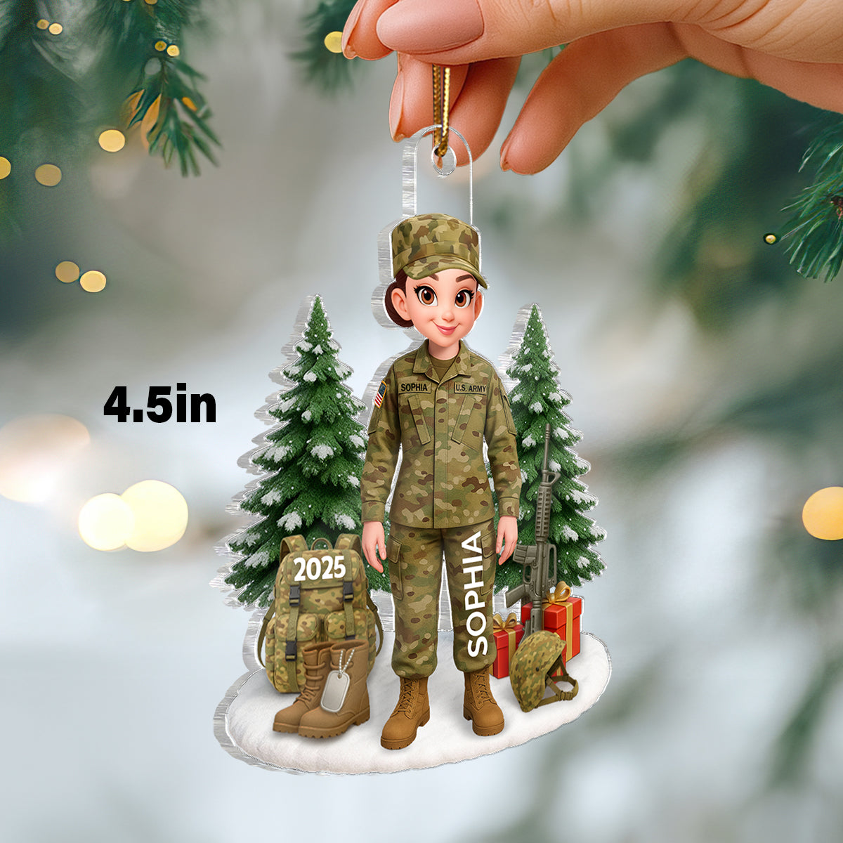 3D Effect Proud Soldier - Personalized Acrylic Ornament - Special Chritsmas Gift For The Brave Soldier