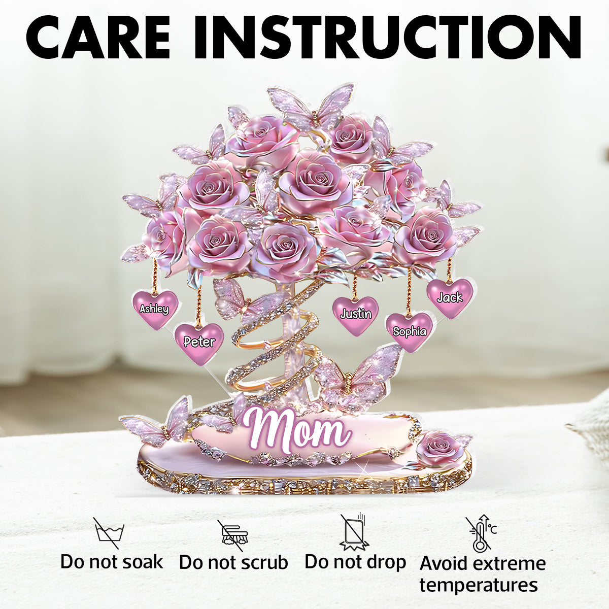 Best Mom Ever Heart Tree - Personalized Acrylic Block Plaque - Heartfelt Gift For Mom, Grandma