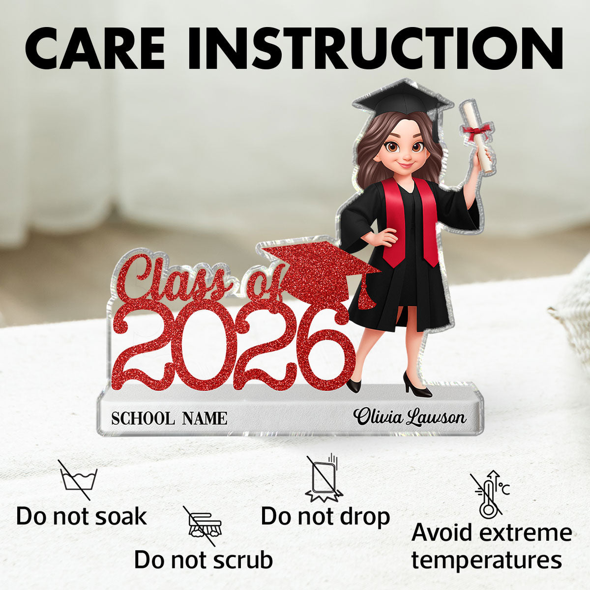 Class Of 2026 2027 Keepsake - Personalized Acrylic Block Plaque - Graduation Gift For Graduates, Daughter, Son