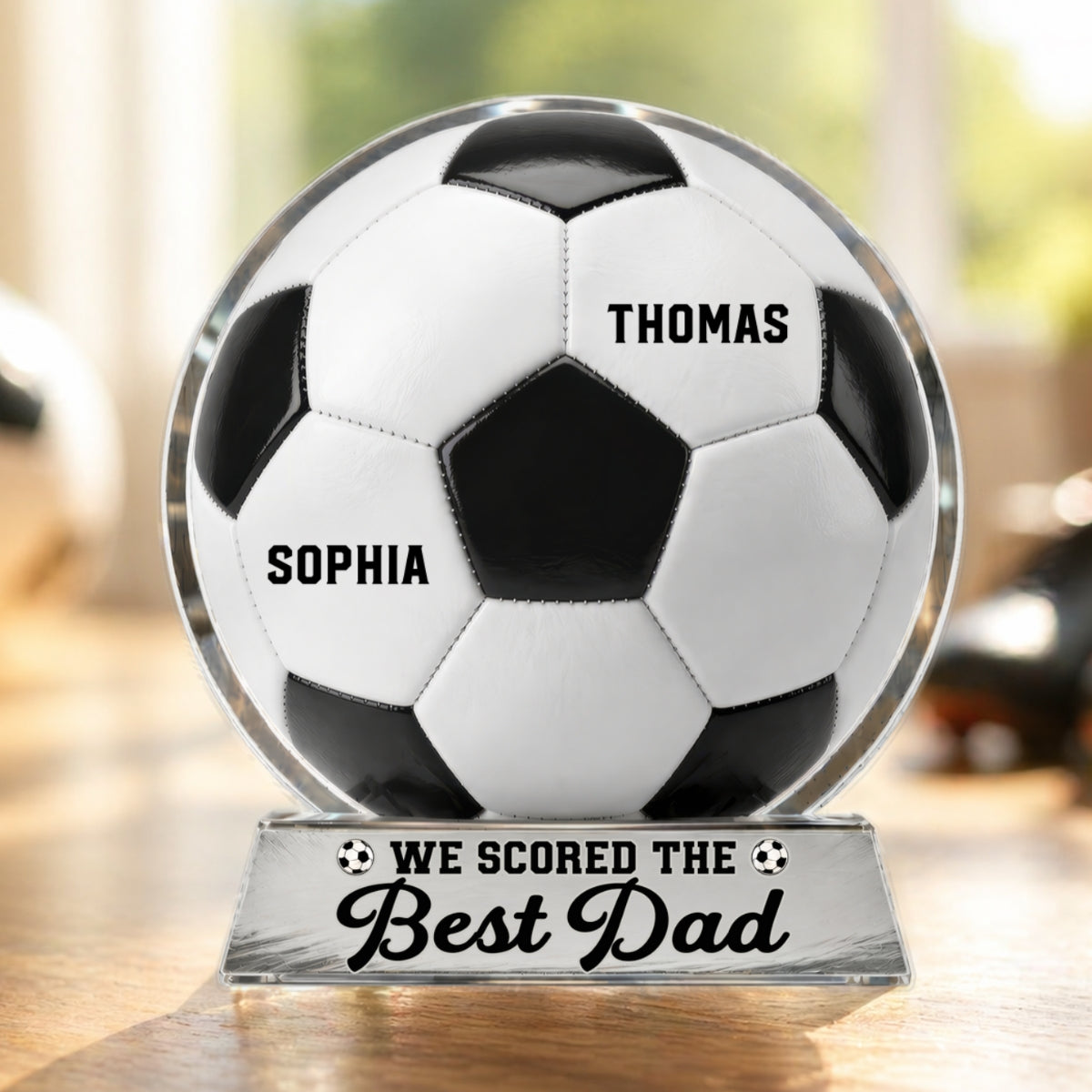 We Scored The Best Dad - Personalized Acrylic Block Plaque -  Gift For Soccer Dad
