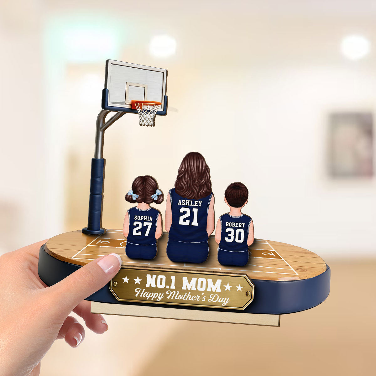 Mommy's Basketball Dream Team - Personalized 2-Layered Wooden Plaque -  Gift For Basketball Mom
