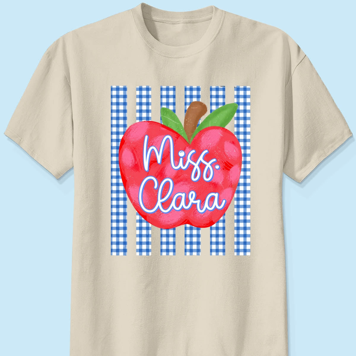 Striped Teacher Apple Custom Name - Personalized Shirt - Back To School Gift for Teachers