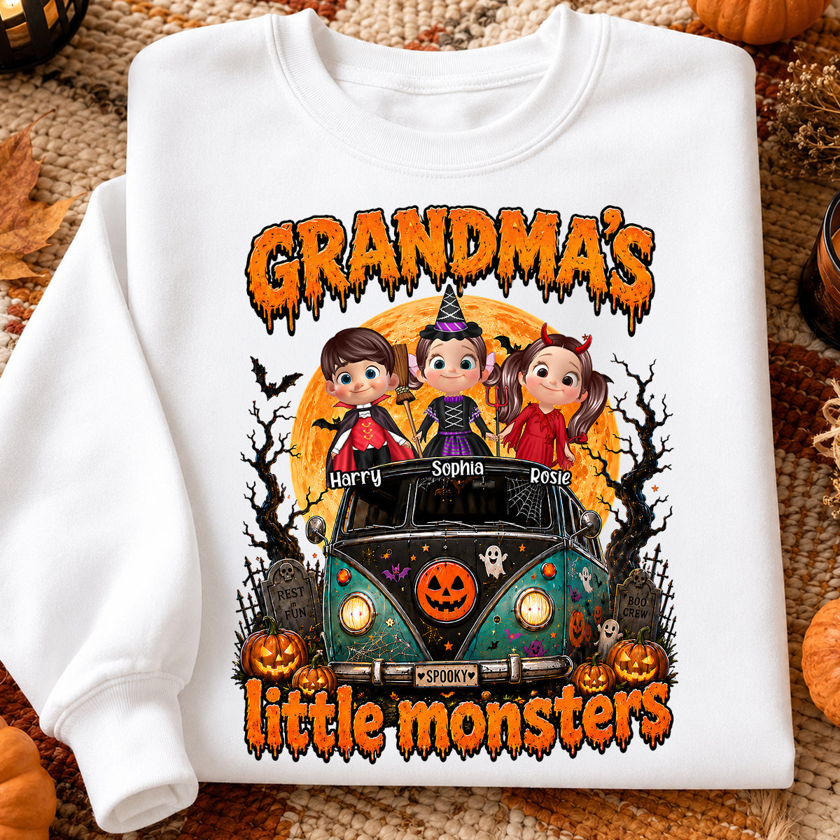 Grandma's Little Monsters - Personalized Shirt - Halloween Shirt for Grandma