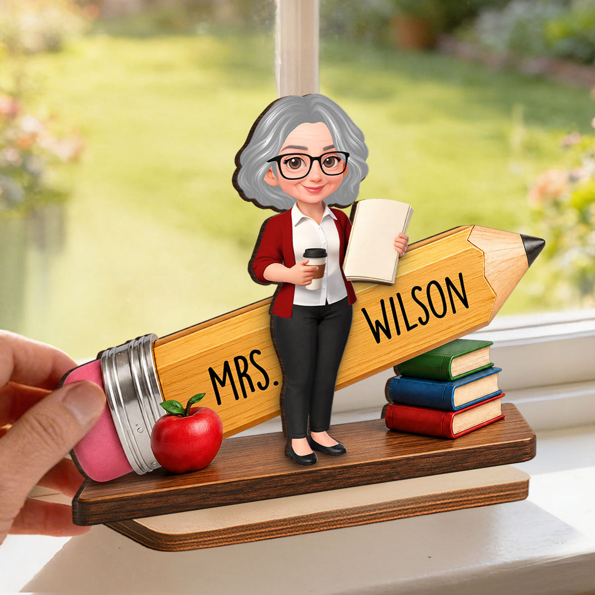 Trending Teacher Pencil - Personalized 2-Layered Wooden Plaque - Back To School Gift For Teacher, Office Decor