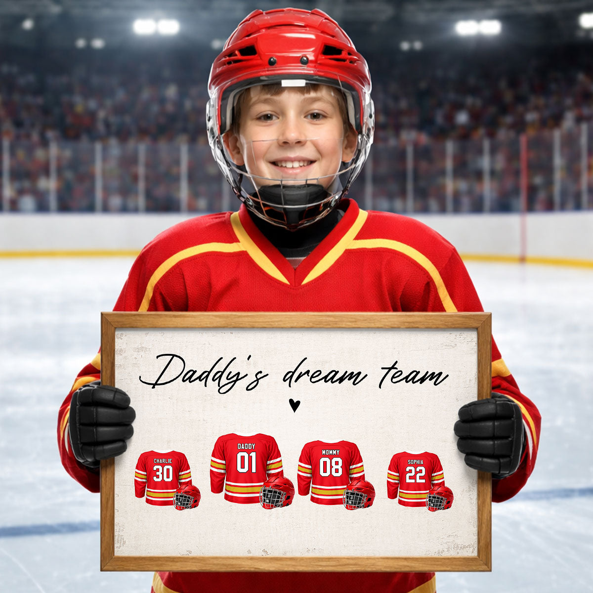 Daddy's Dream Team Hockey Family - Personalized Poster - Gift For Hockey Family