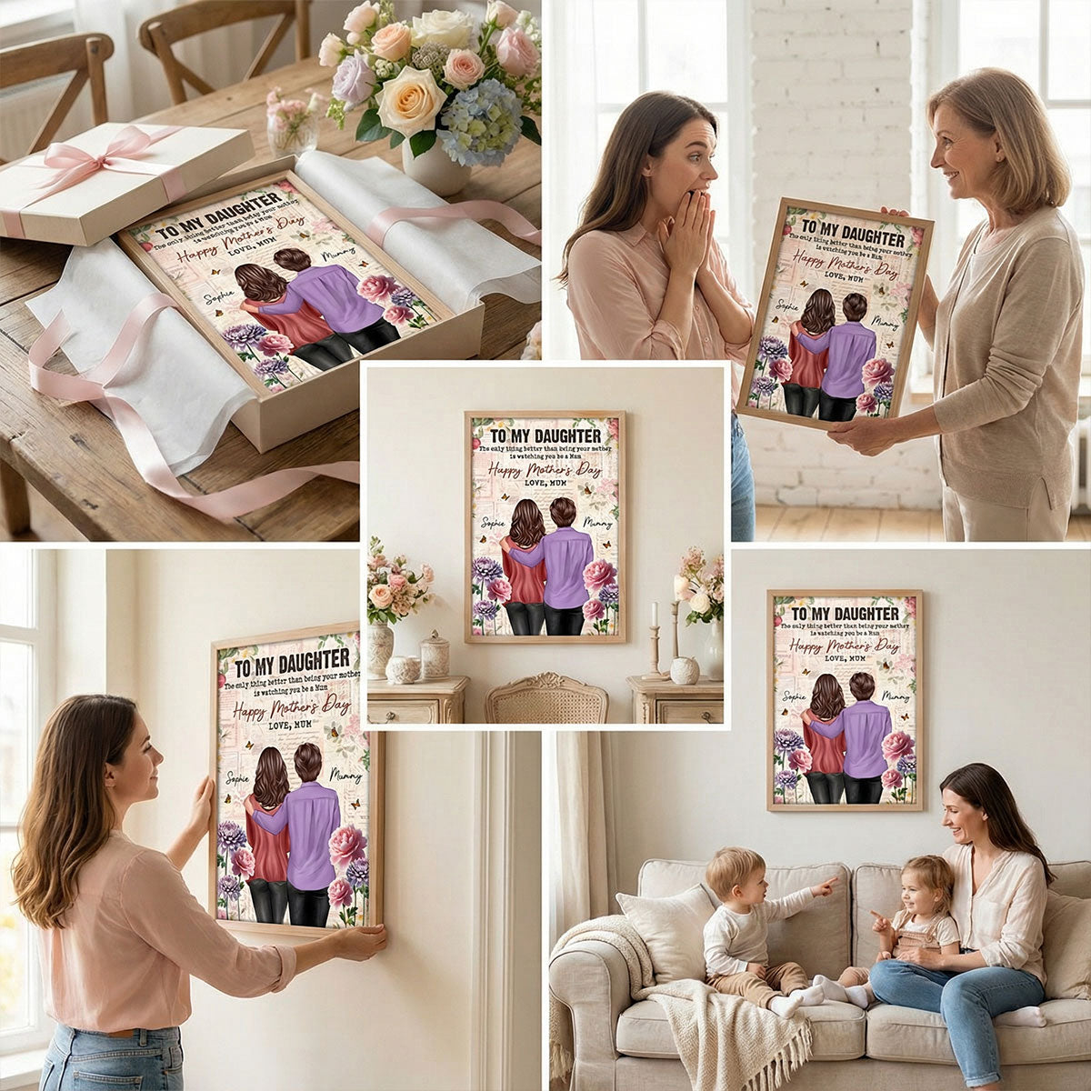 Vintage Floral Newspaper To My Daughter From Mum Birth Month Flower - Personalised Poster