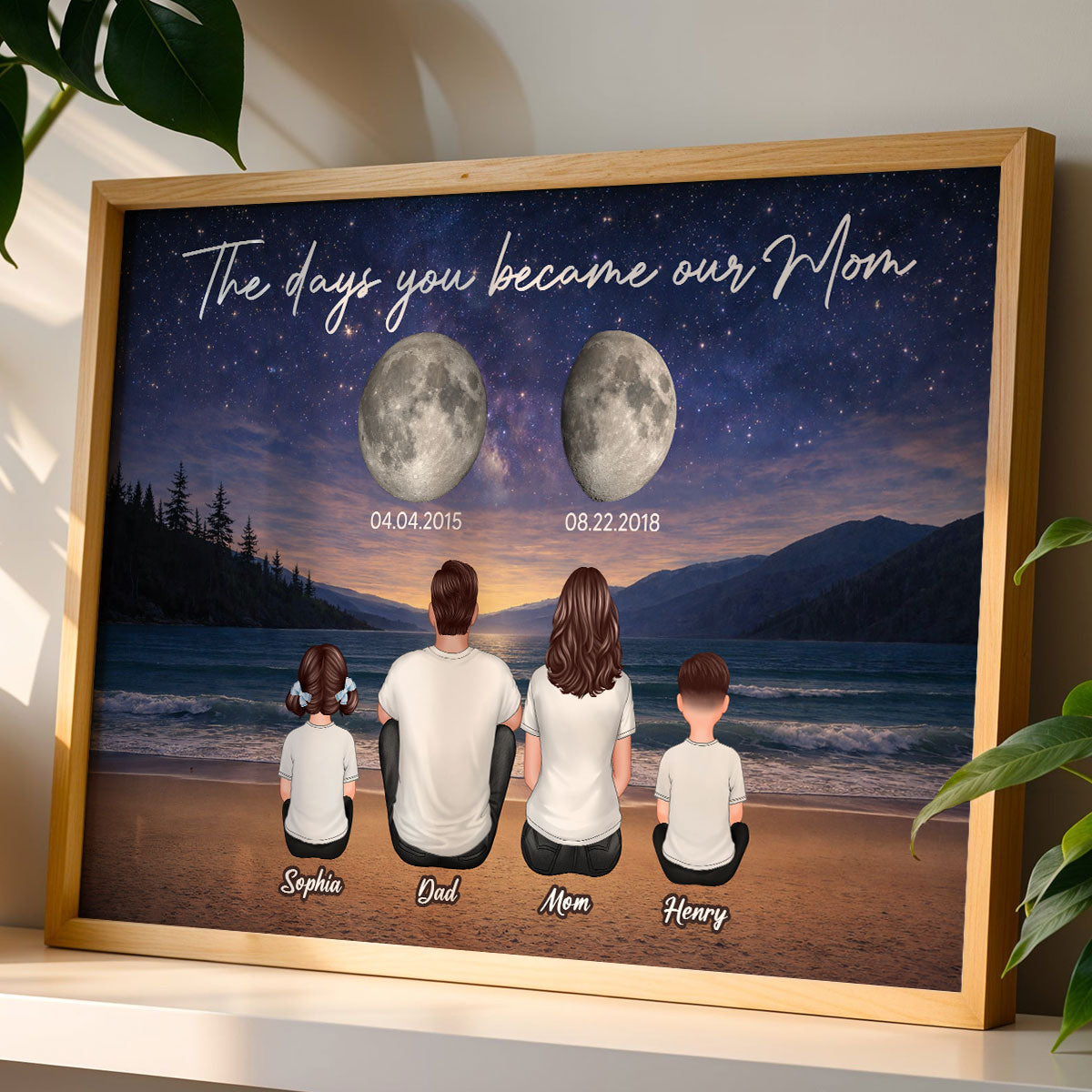Endless Love The Day You Become Mom Grandma Custom Birth Moon Phase - Personalized Poster - Mother's Day Gift For Mom, Grandma
