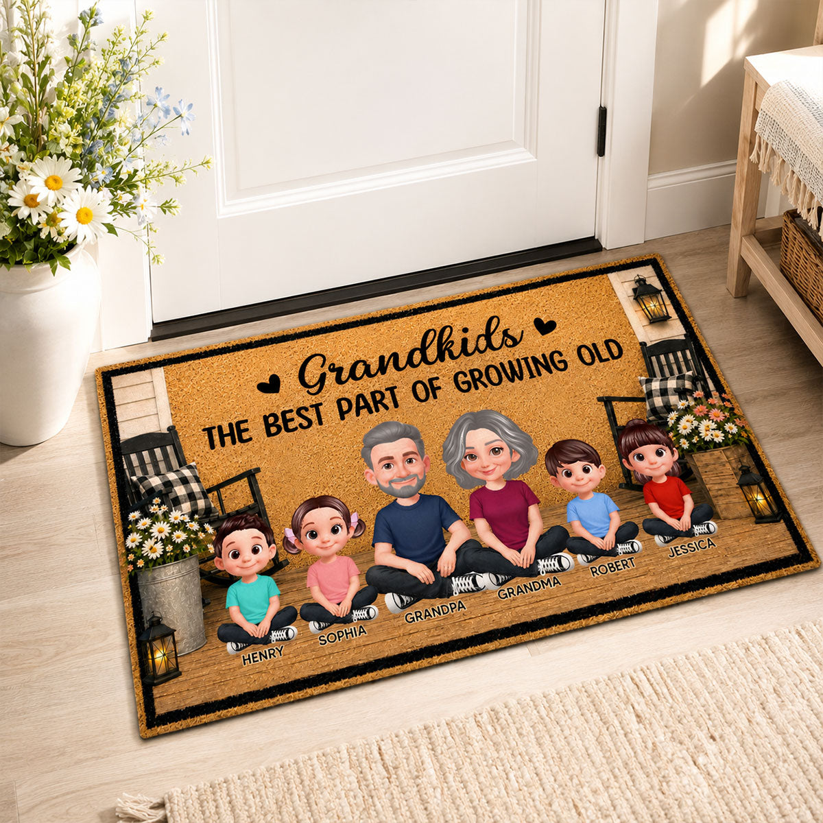 Grandpa Grandma House Porch Grandkids Best Part Of Growing Old - Personalized Doormat - Gift For Grandparents, Spring Summer Decoration