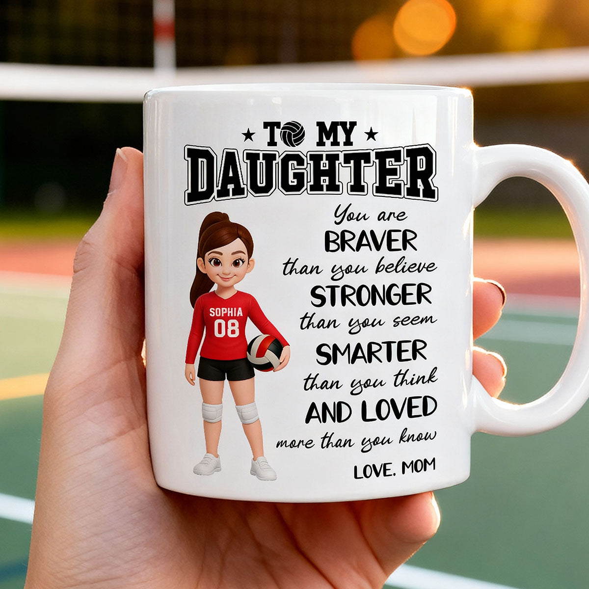 To My Daughter Granddaughter Volleyball Player You Are Braver Than You Think - Personalized Mug