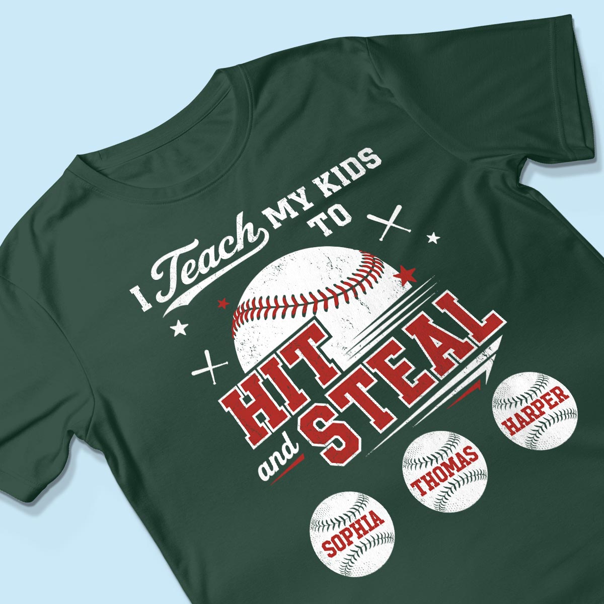 Best Dads Teach Kids To Hit & Steal - Personalized Shirt - Father's Day Gift For Baseball Dad, Husband