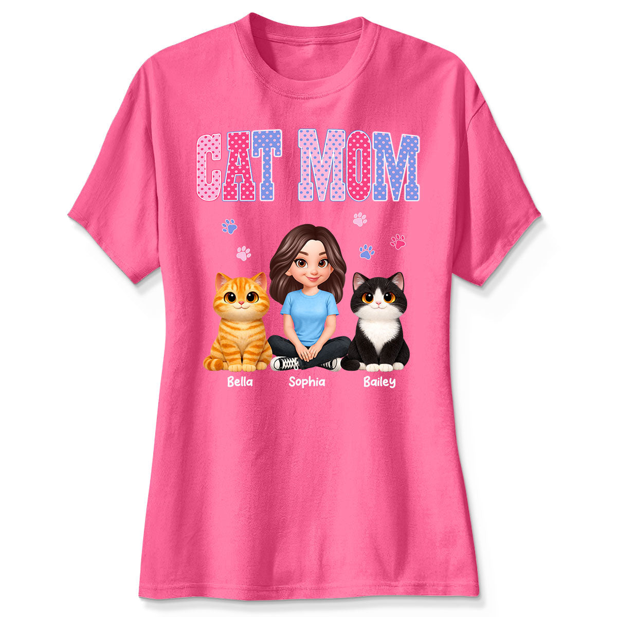 Trending 2026 Polka Dot Pattern Spring Summer Vibe Cat Mom - Personalized Shirt - Mother's Day Gift For Cat Mom