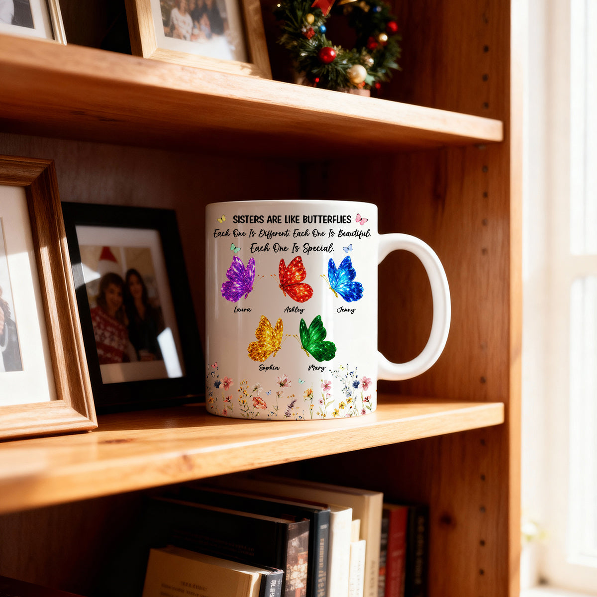 Sisters Are Like Different Butterflies - Personalized Mug - Heartwarming Christmas Gift For Sisters, Besties