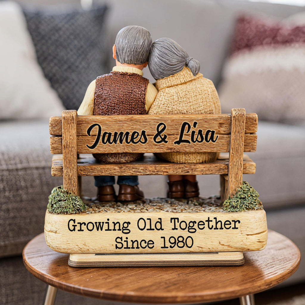Growing Old Together Couple  - Personalized Standing Wooden Plaque - Gift for Couple