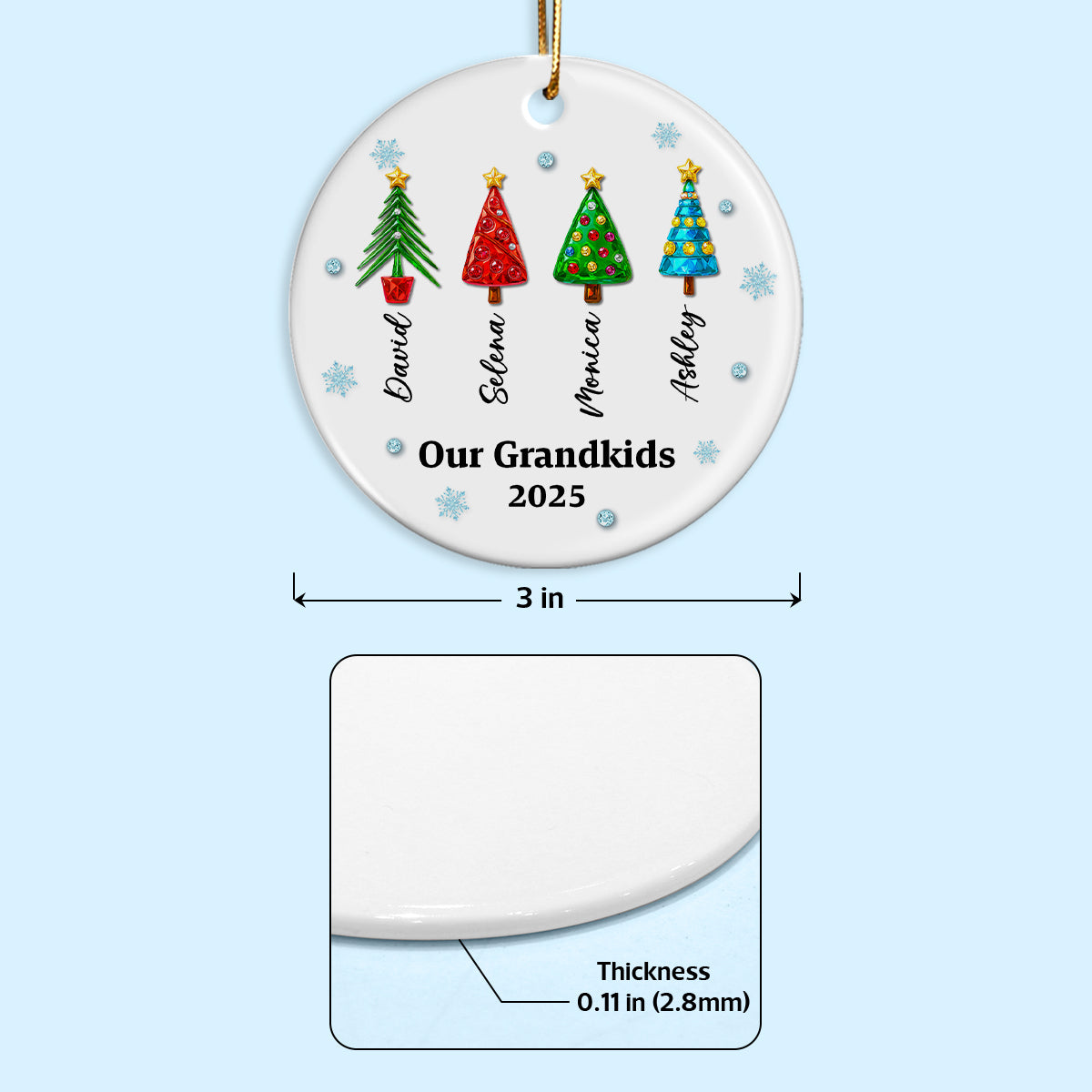 Our Grandkids 3D Crystal Effect Christmas Tree - Personalized Ceramic Ornament - Christmas Gift for Grandma, Grandpa