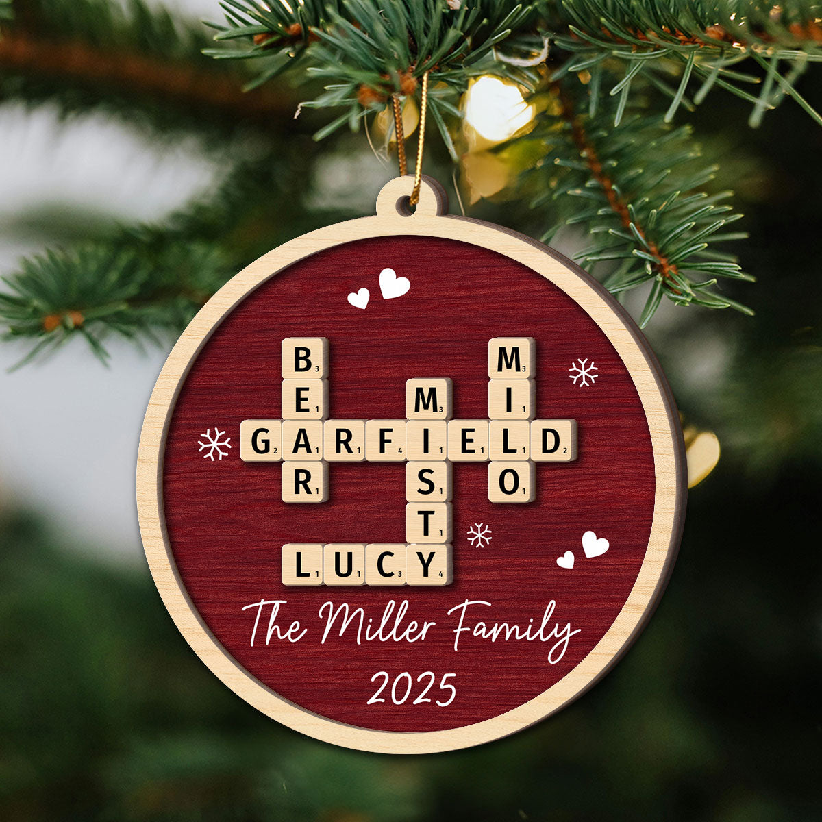 Our Grandkids Crossword Puzzle Art - Personalized 2-Layer Wooden Ornament - Christmas Gift For Grandma